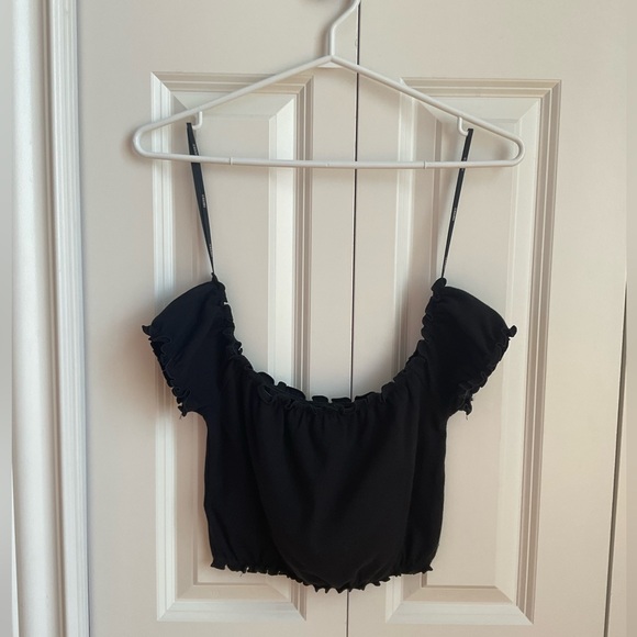 Off-Shoulder Ruffle Crop Top - Picture 1 of 2